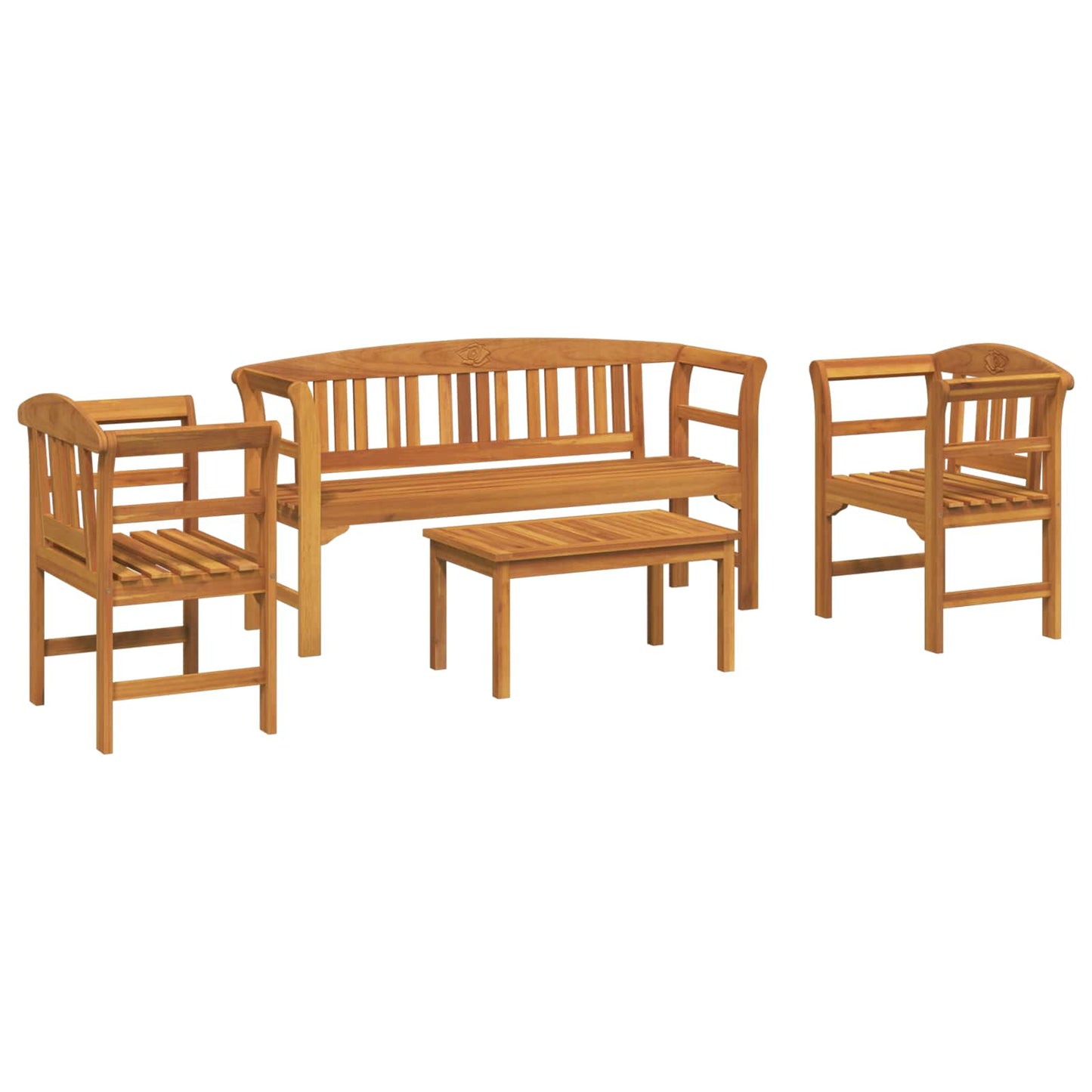 Kerti rózsa fotel szett 4 pcs Tömör Akácfa