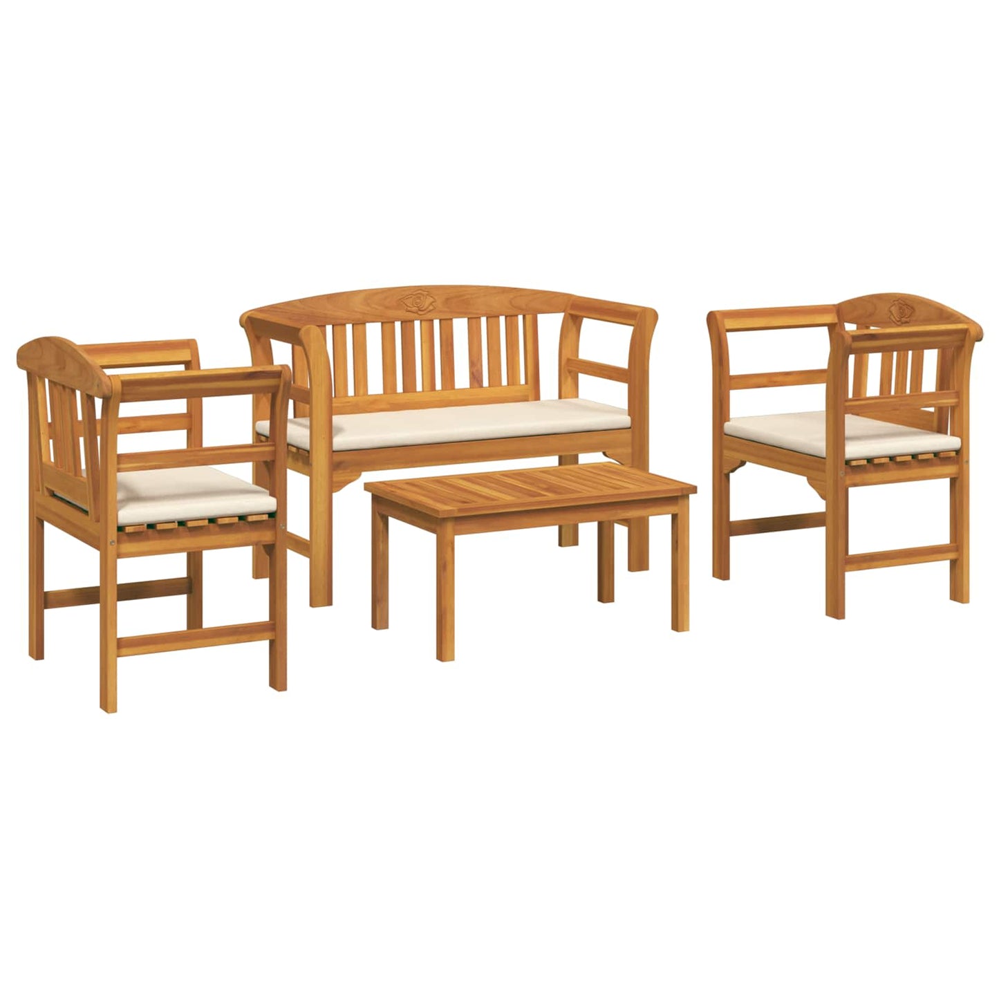 Kerti rózsa fotel szett párnával 4 pcs Tömör Akácfa
