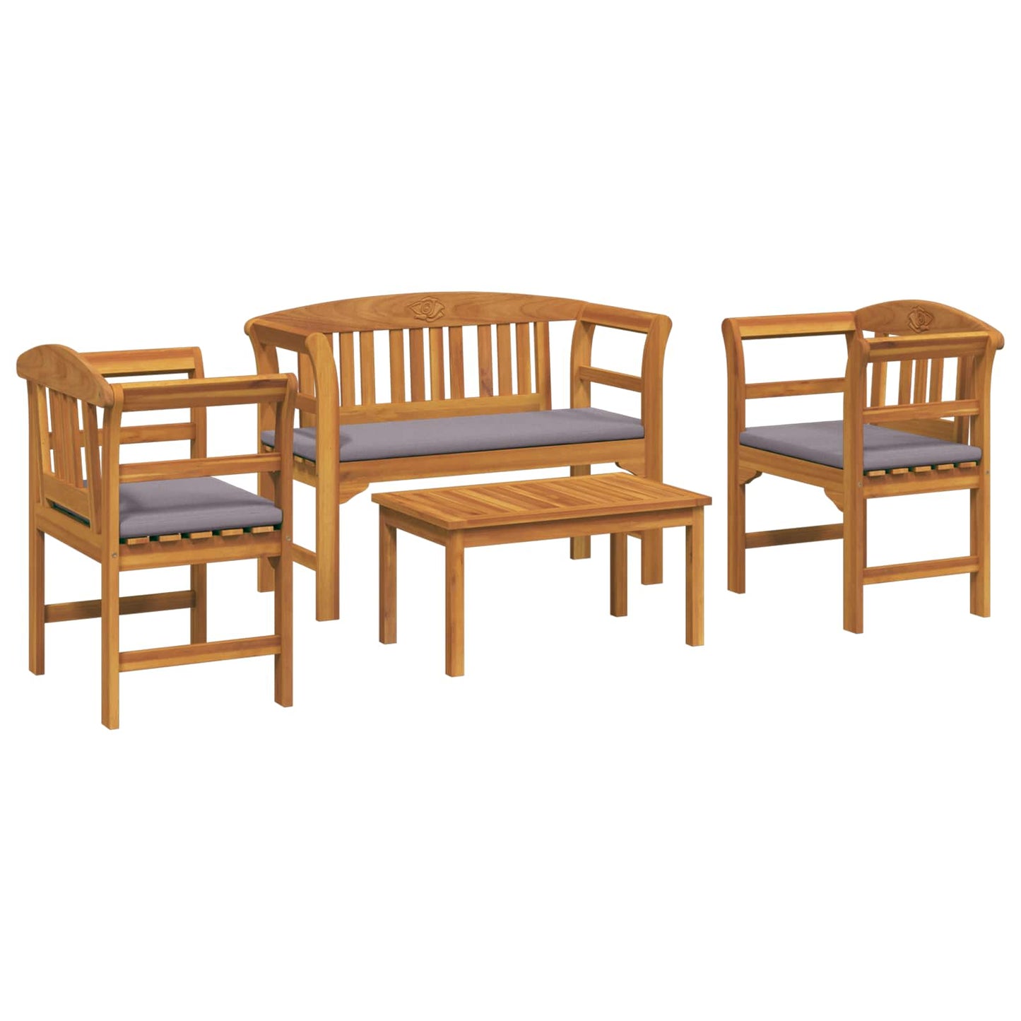 Kerti rózsa fotel szett párnával 4 pcs Tömör Akácfa