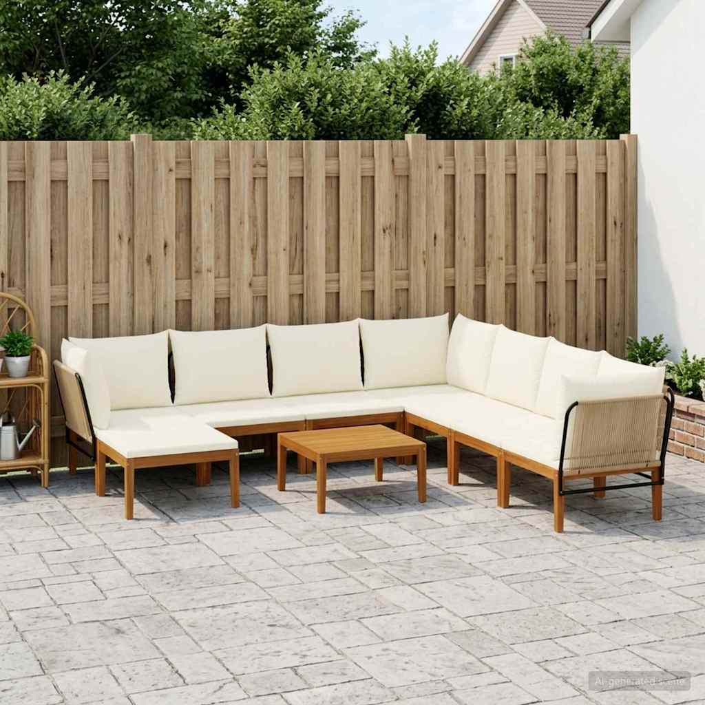 9 pcs Tömör akáciafa és kötél Természetes