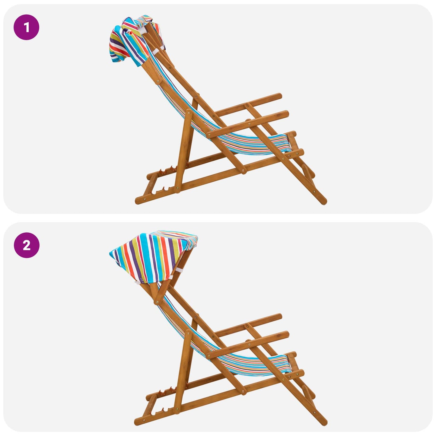 Hintaágy 4 pcs 3 Pozíció Tömör Eukaliptusz Fa Sokszínű