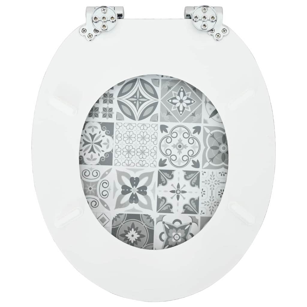 Lágy záródású WC ülőke Kék és fehér porcelán 44 x 38 cm MDF lap