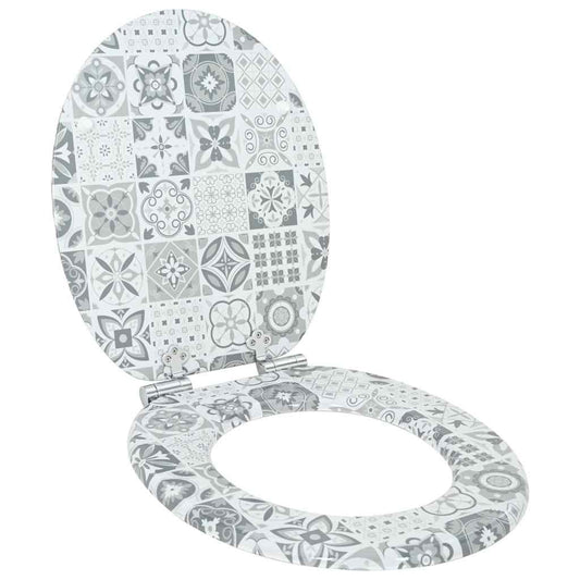 Lágy záródású WC ülőke Kék és fehér porcelán 44 x 38 cm MDF lap