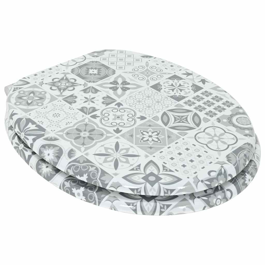 Lágy záródású WC ülőke Kék és fehér porcelán 44 x 38 cm MDF lap