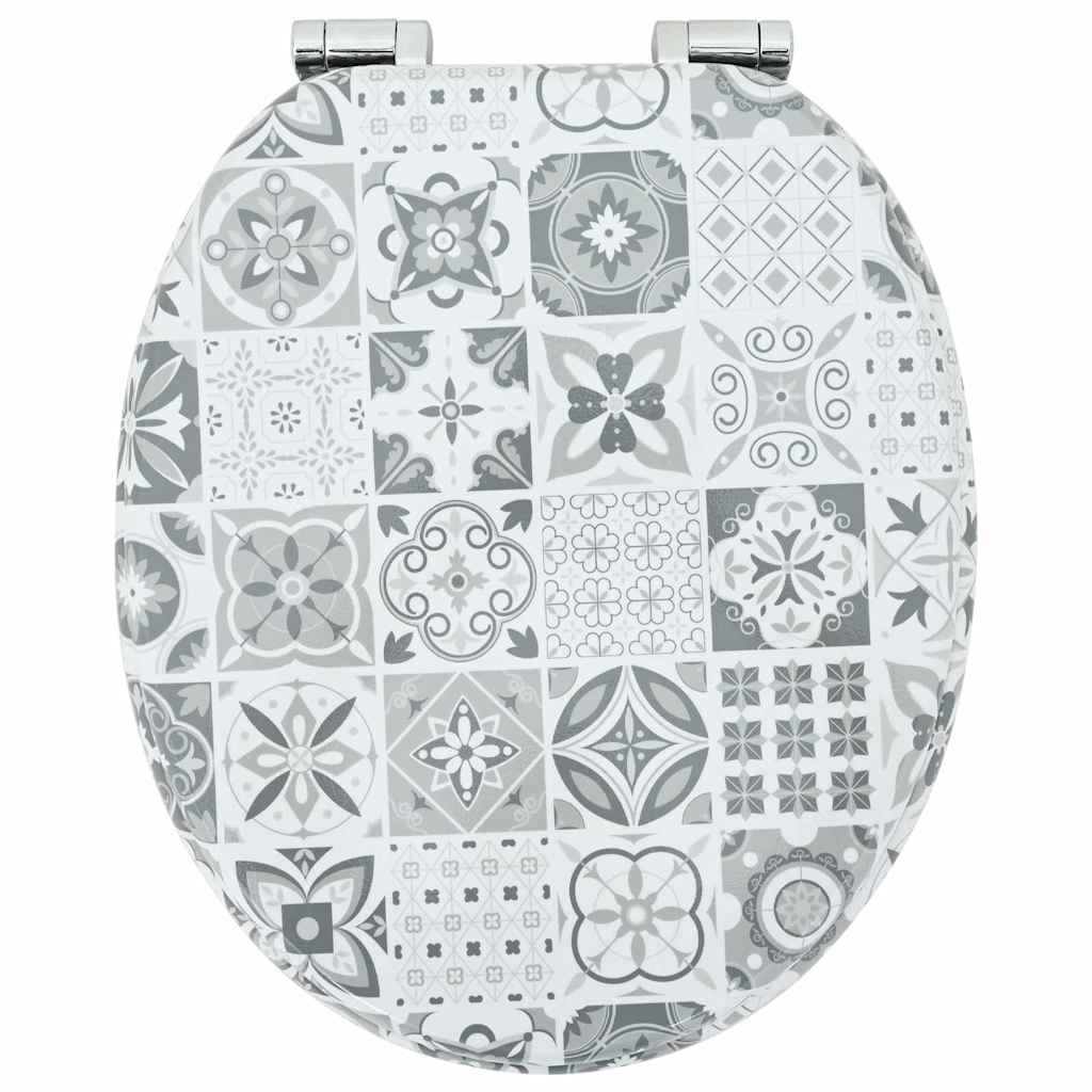 Lágy záródású WC ülőke Kék és fehér porcelán 44 x 38 cm MDF lap