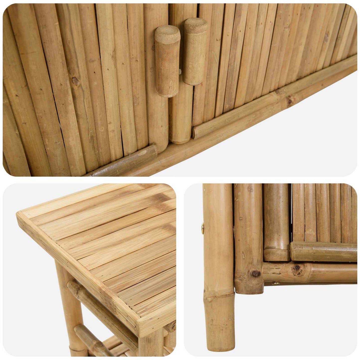 Konzolasztal polcokkal Természetes 80 x 35 x 75 cm Bambusz