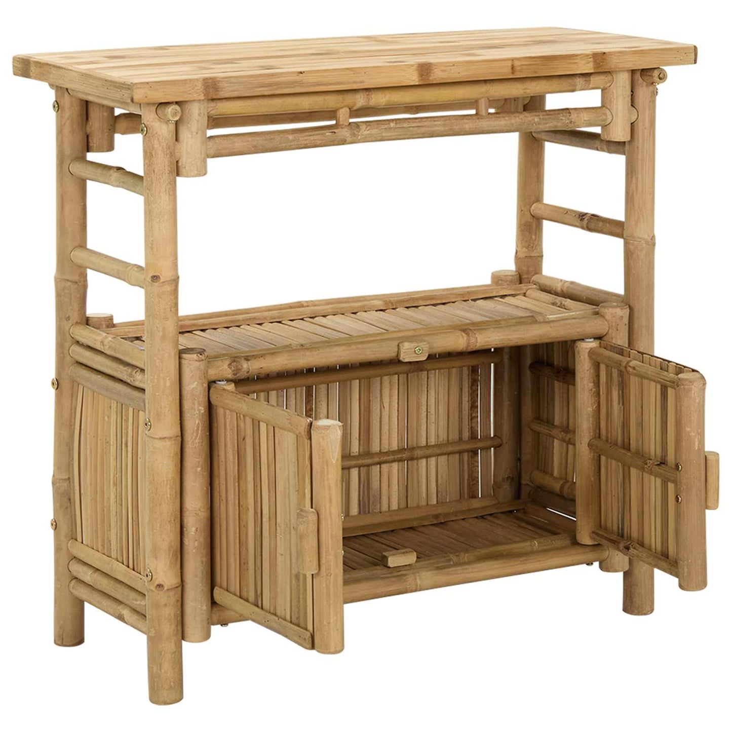 Konzolasztal polcokkal Természetes 80 x 35 x 75 cm Bambusz