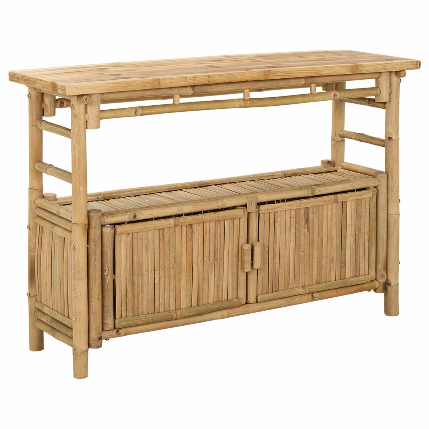 Konzolasztal polcokkal Természetes 110 x 35 x 75 cm Bambusz