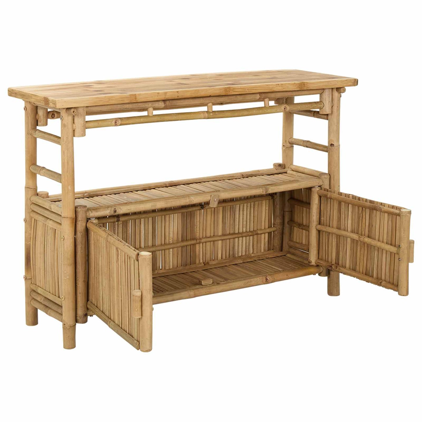 Konzolasztal polcokkal Természetes 110 x 35 x 75 cm Bambusz