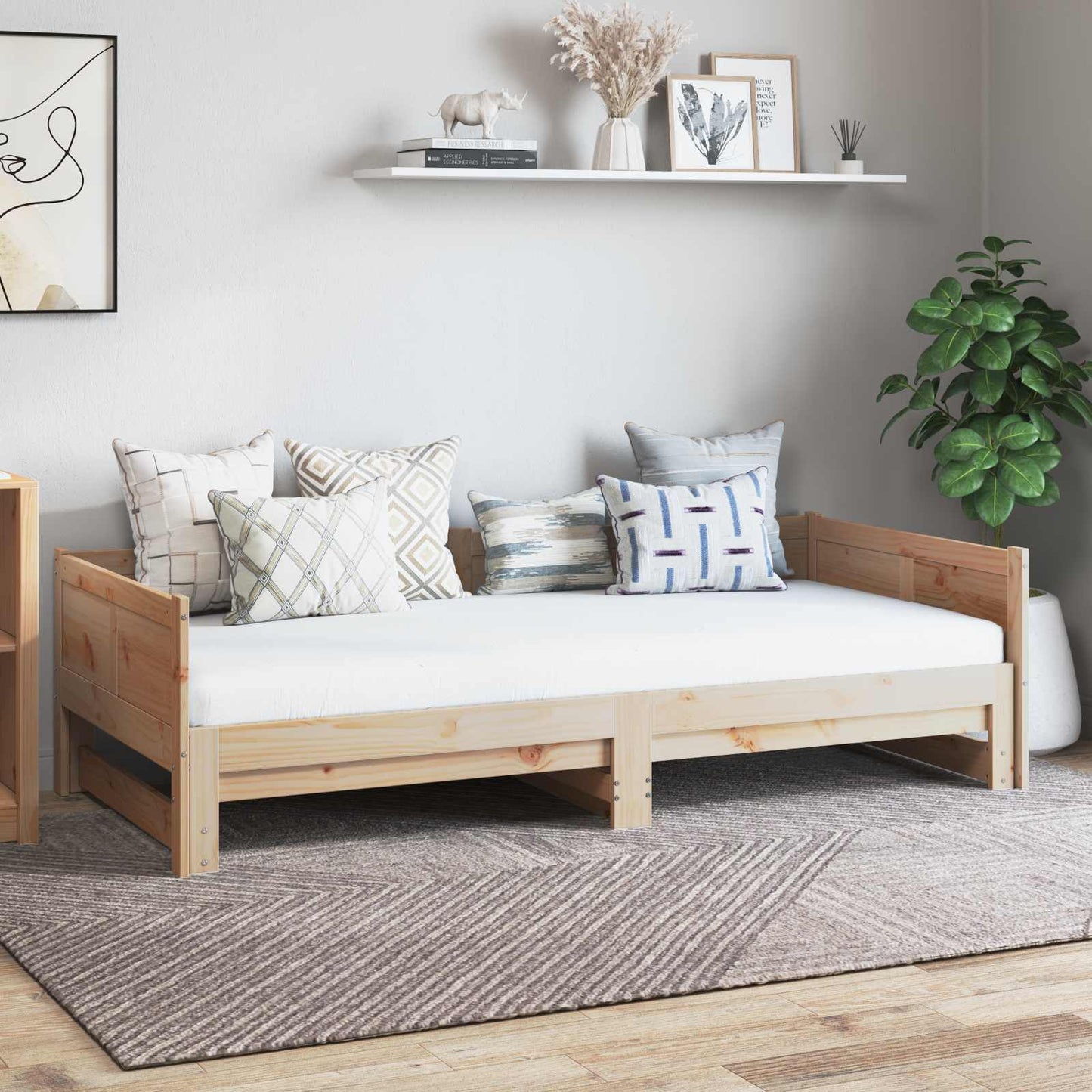 Kihúzható nappali ágy Természetes 180 x 200 cm Tömör fenyőfa
