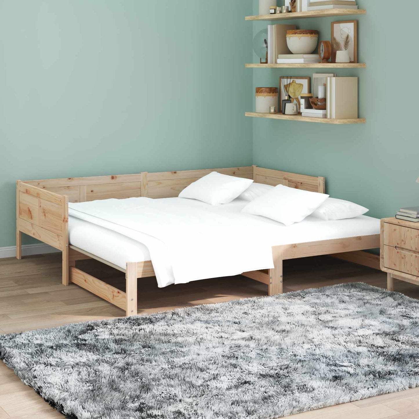 Kihúzható nappali ágy Természetes 180 x 200 cm Tömör fenyőfa