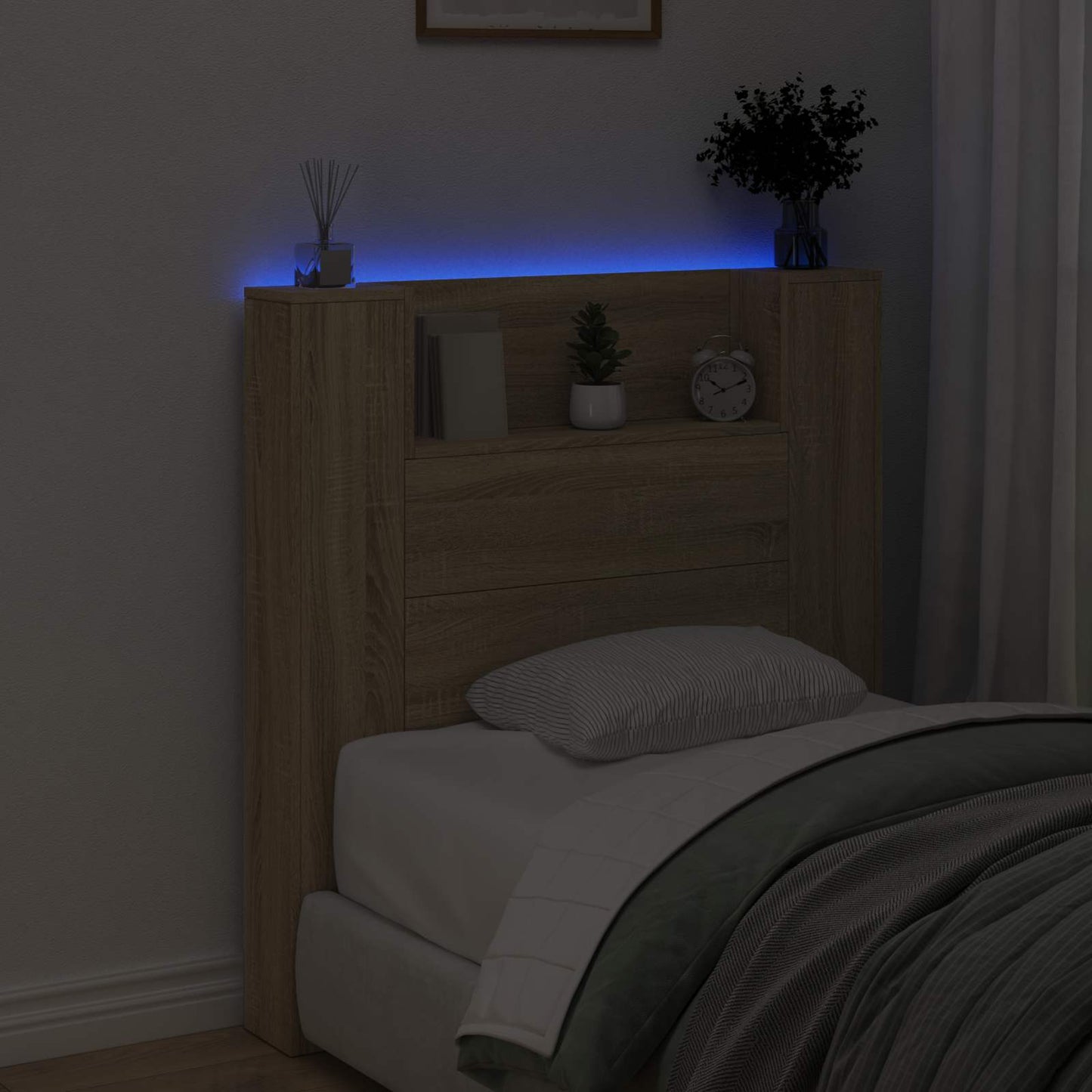 LED fejvédős tároló Sonoma Tölgy Szerelt Fa