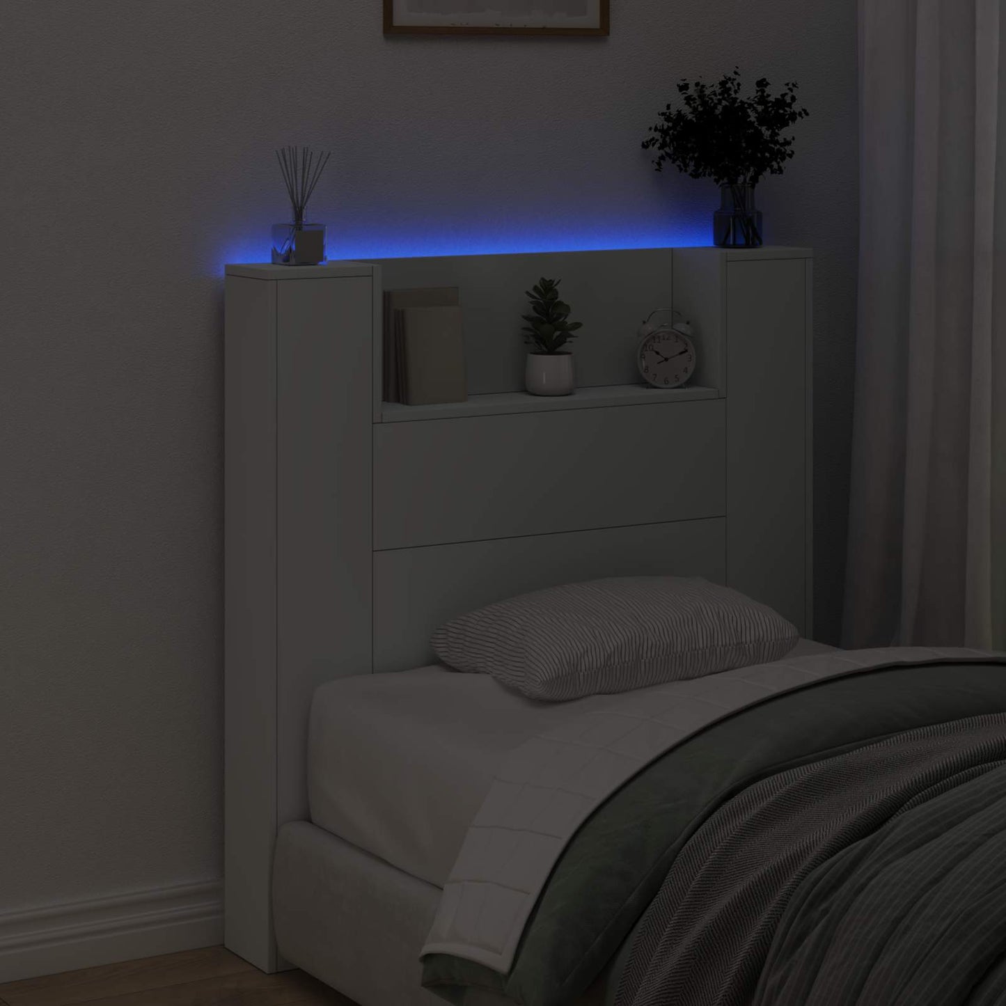 LED fejvédős tároló Fehér Szerelt Fa
