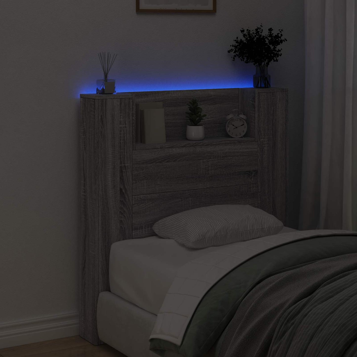 LED fejvédős tároló Szürke Sonoma Szerelt Fa