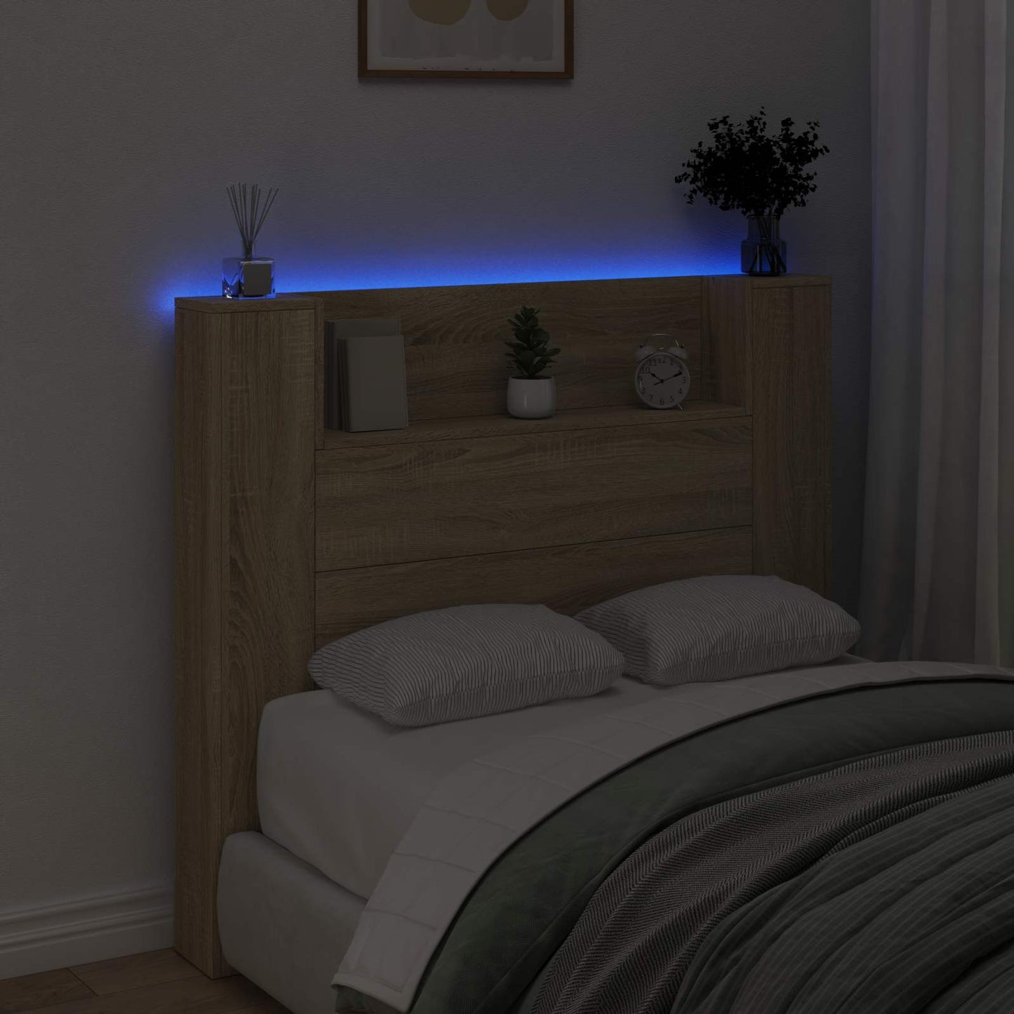 LED fejvédős tároló Sonoma Tölgy Szerelt Fa