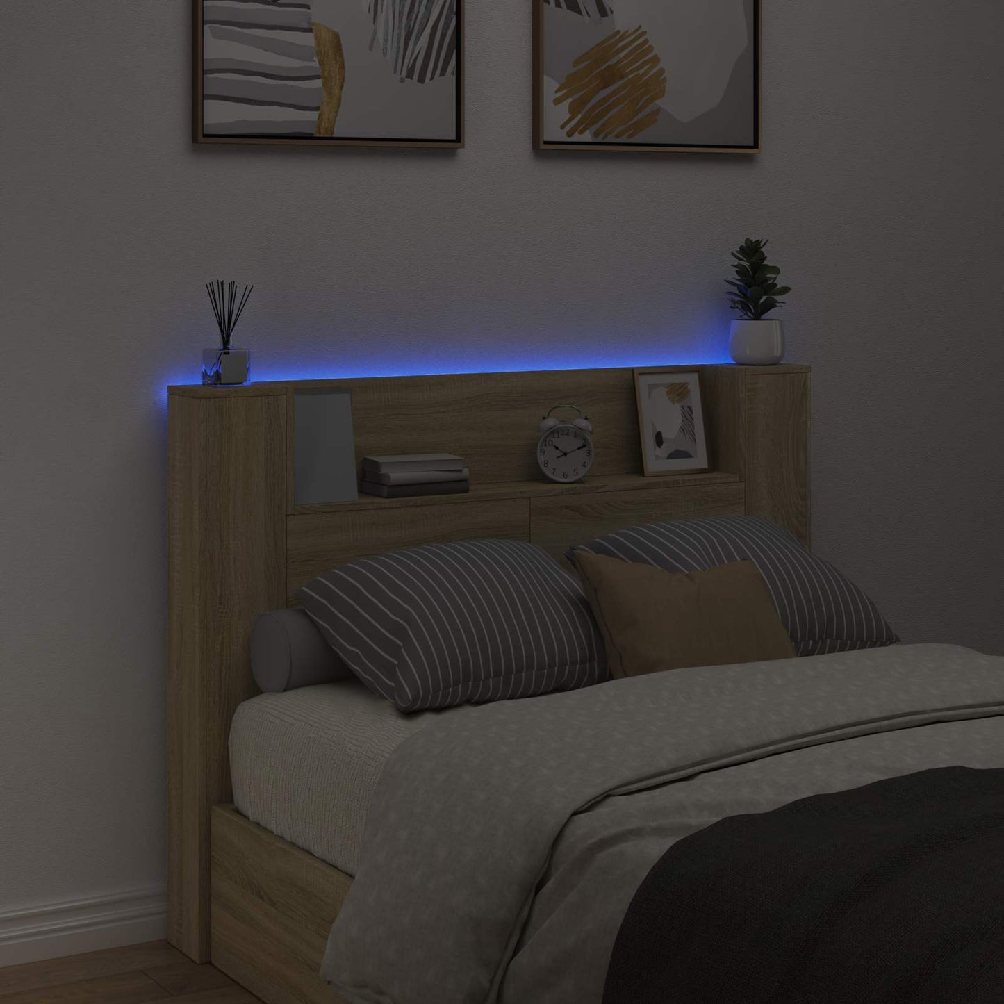 LED fejvédős tároló Sonoma Tölgy Szerelt Fa