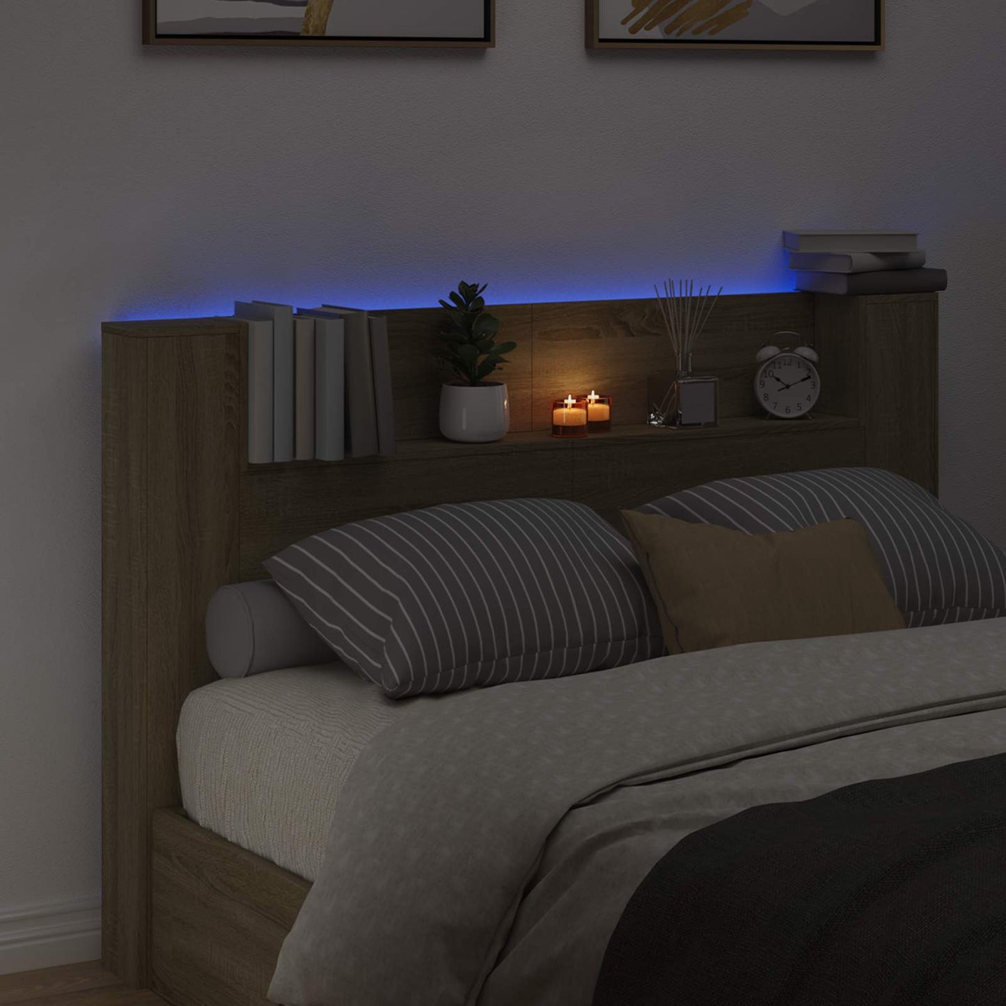 LED fejvédős tároló Sonoma Tölgy Szerelt Fa