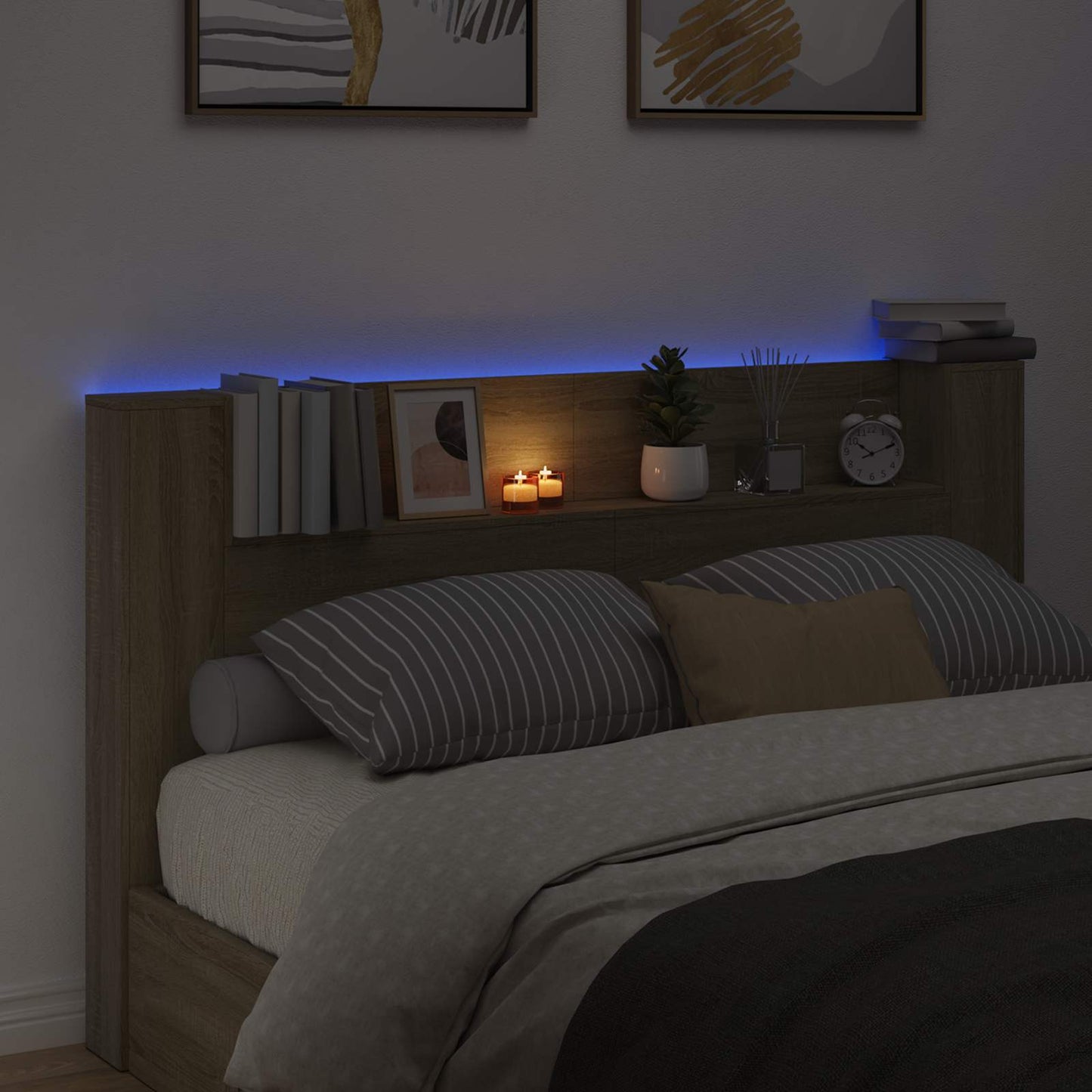 LED fejvédős tároló Sonoma Tölgy Szerelt Fa