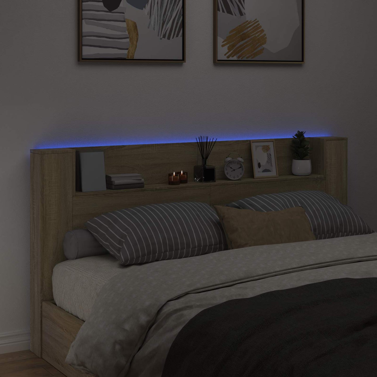 LED fejvédős tároló Sonoma Tölgy Szerelt Fa
