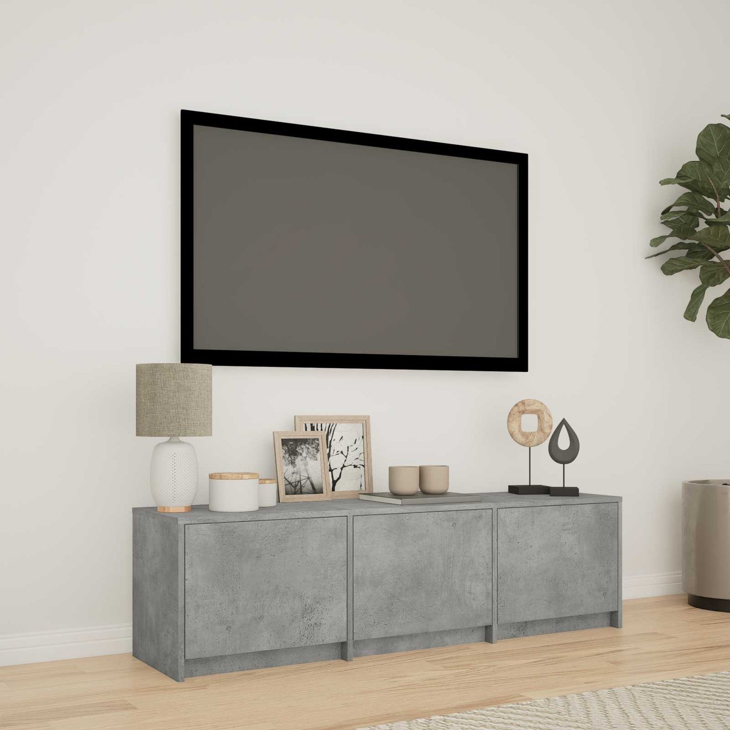 LED-es tévéállvány Beton Szürke 140 x 34 x 40 cm Mérnöki fa