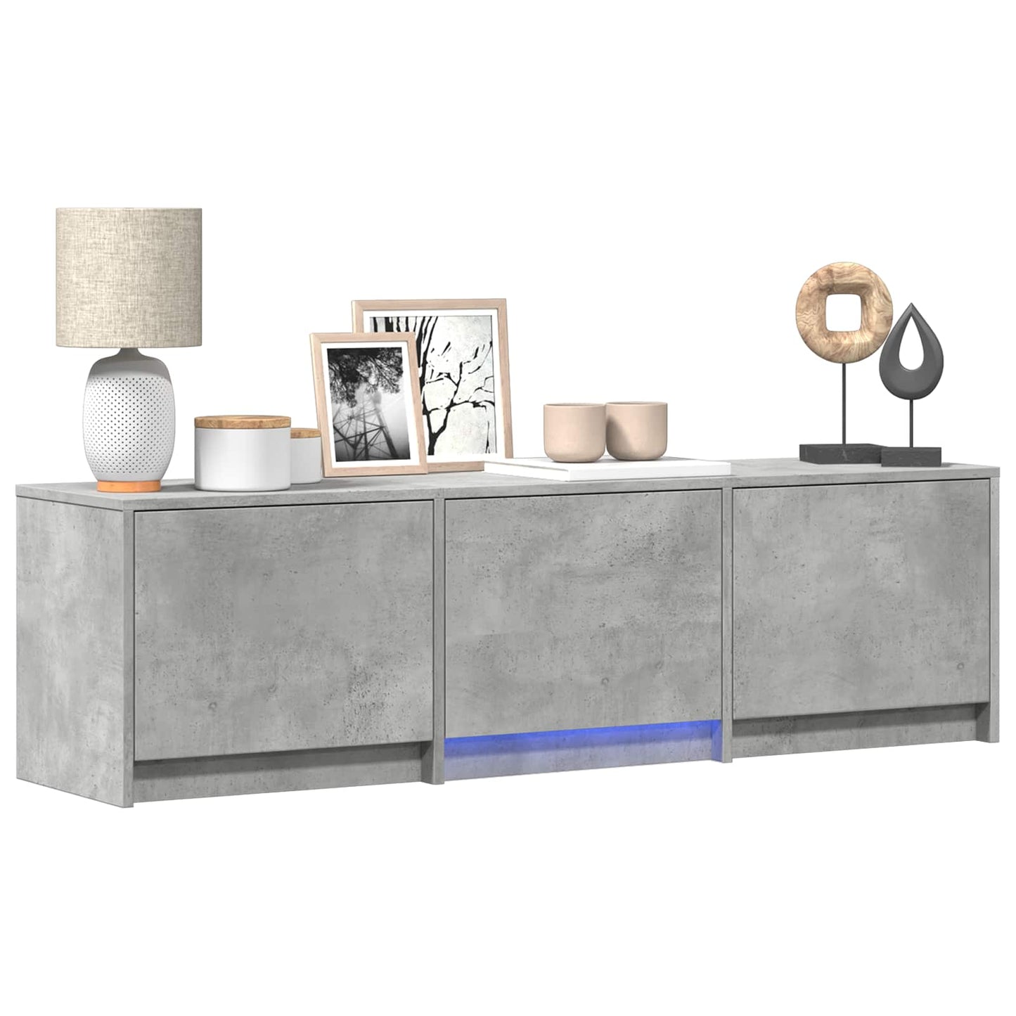 LED-es tévéállvány 140x34x40 cm Beton Szürke Mérnöki fa