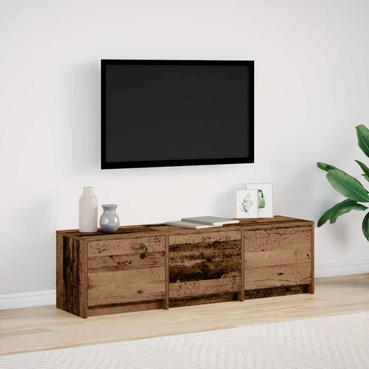 LED-es tévéállvány fiókkal Öreg fa 140 x 34 x 40 cm Mérnöki fa