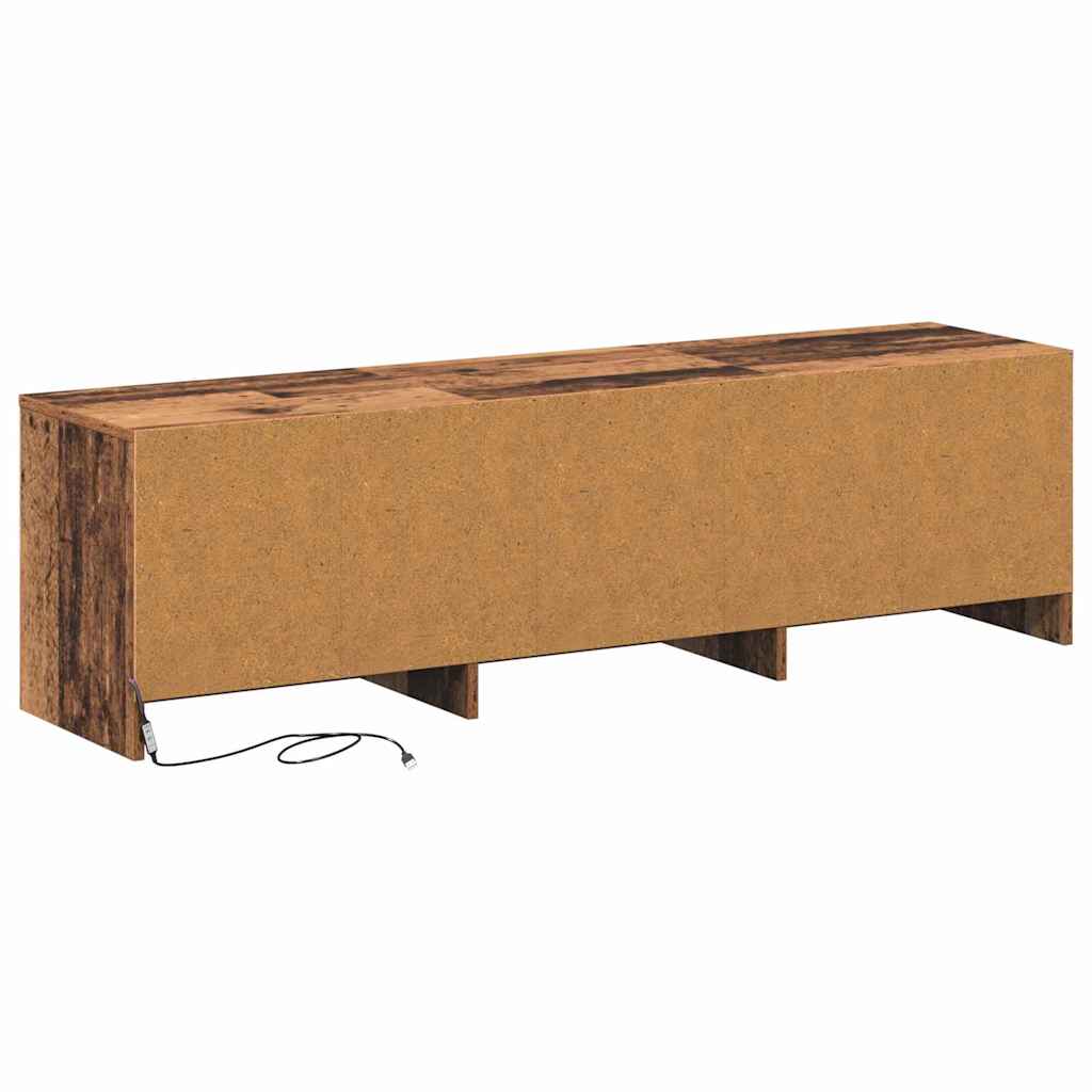 LED-es tévéállvány fiókkal Öreg fa 140 x 34 x 40 cm Mérnöki fa