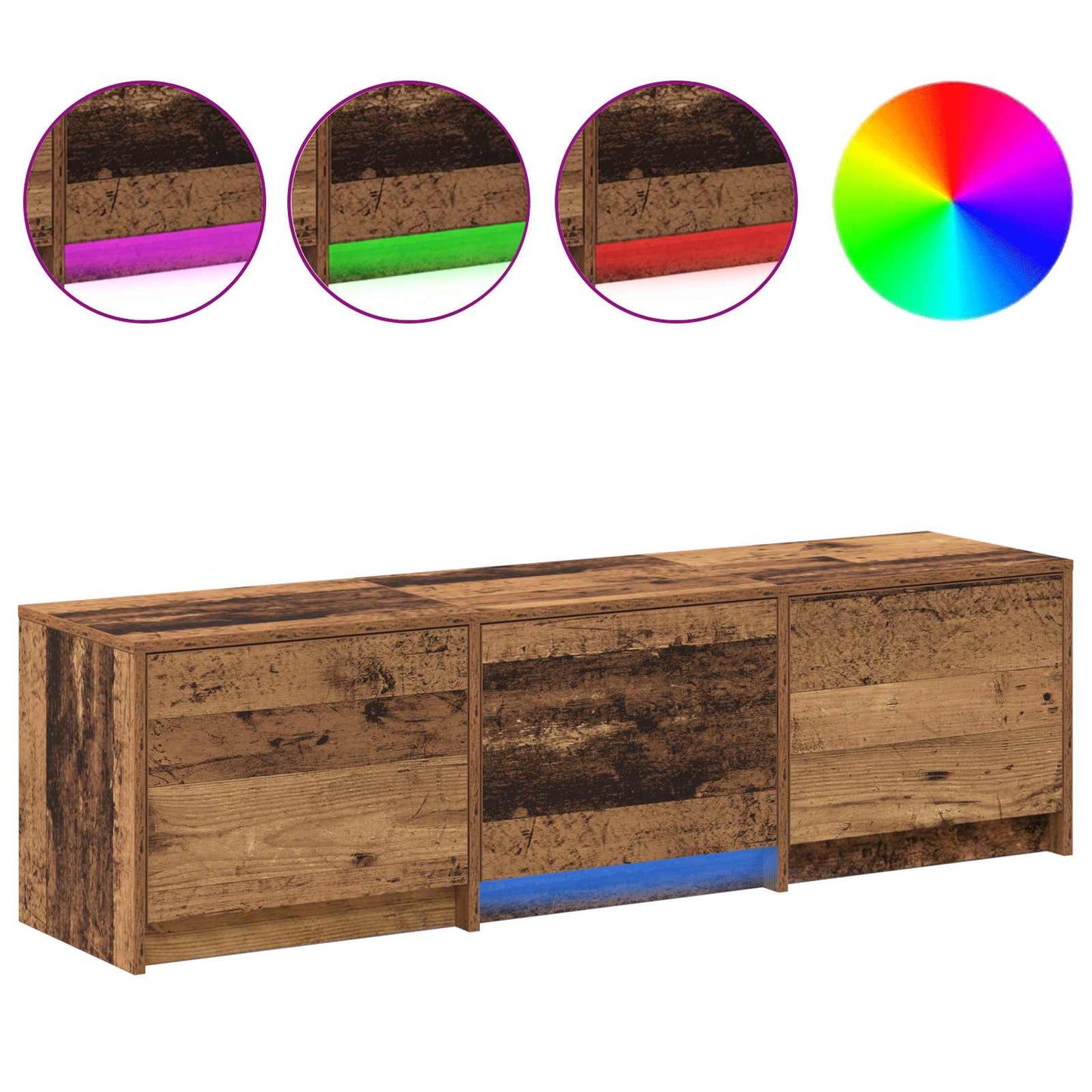 LED-es tévéállvány fiókkal Öreg fa 140 x 34 x 40 cm Mérnöki fa