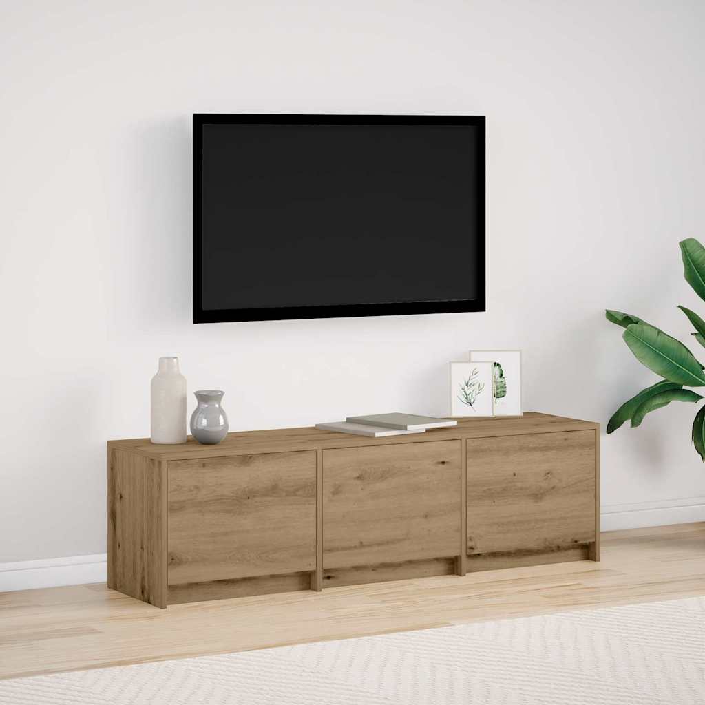 LED-es tévéállvány 140 x 34 x 40 cm Művészi tölgy Mérnöki fa