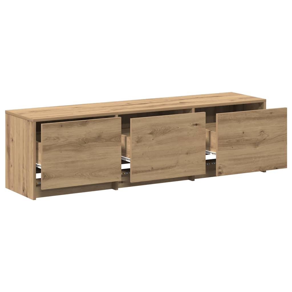 LED-es tévéállvány 140 x 34 x 40 cm Művészi tölgy Mérnöki fa