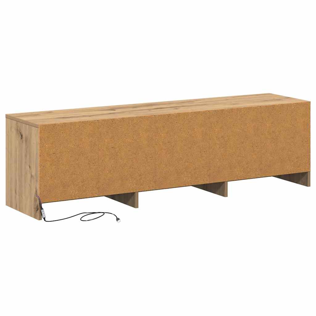 LED-es tévéállvány 140 x 34 x 40 cm Művészi tölgy Mérnöki fa