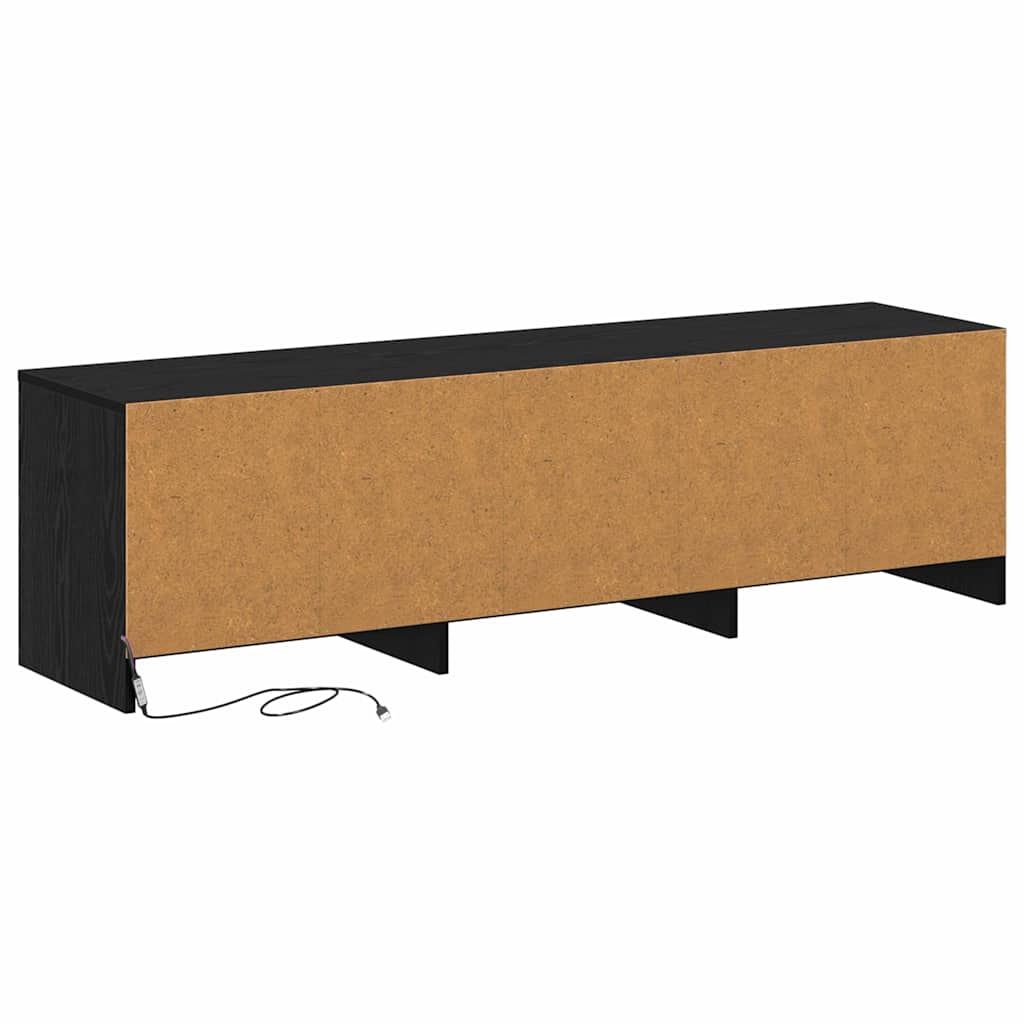 LED-es tévéállvány Fekete Tölgy 140 x 34 x 40 cm Mérnöki fa
