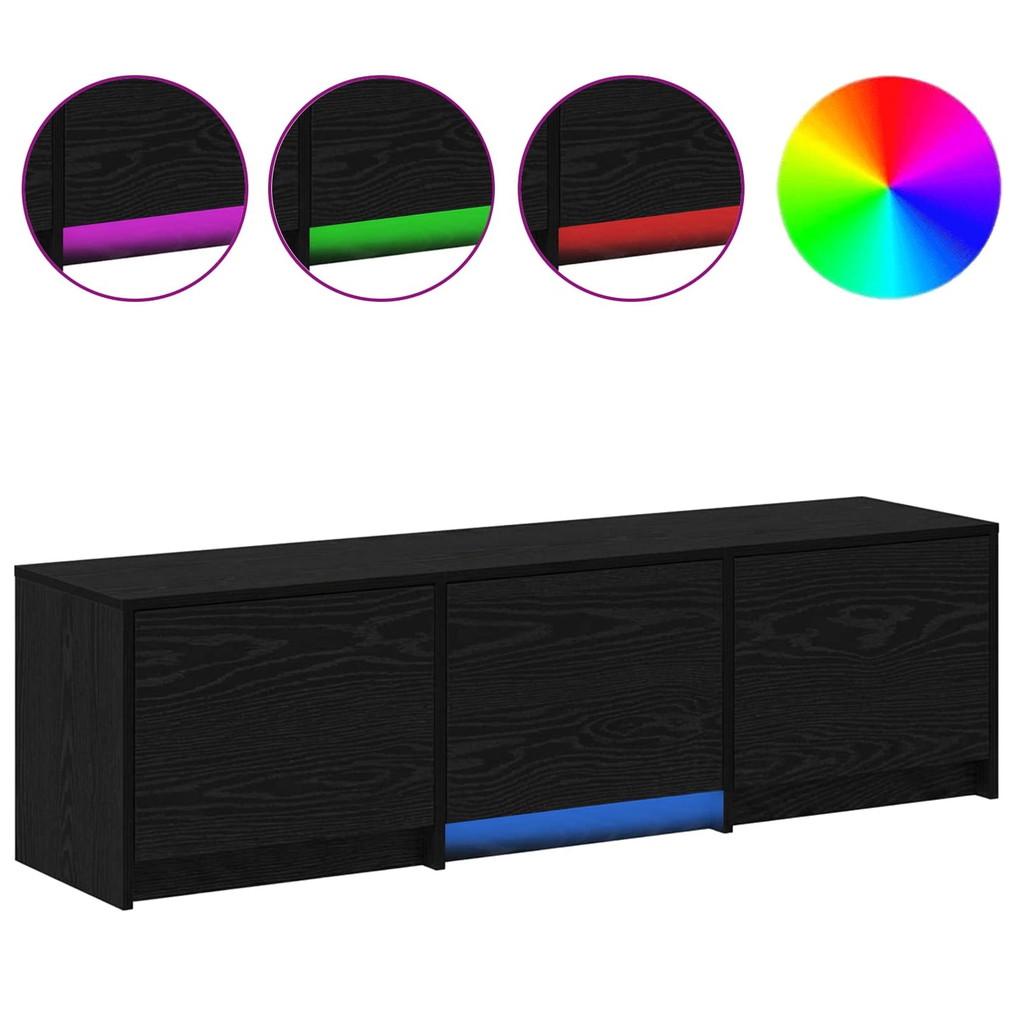 LED-es tévéállvány Fekete Tölgy 140 x 34 x 40 cm Mérnöki fa