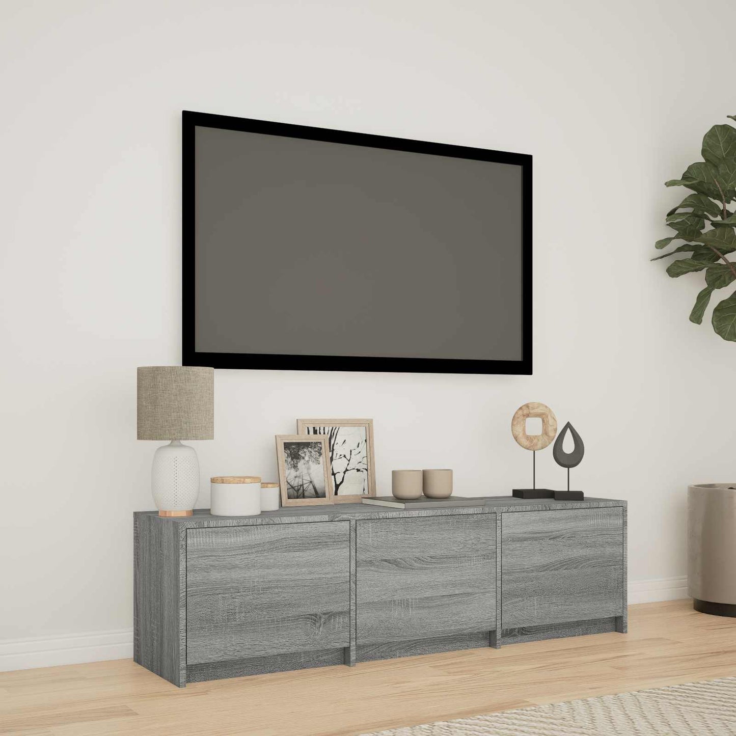 LED-es tévéállvány 140x34x40 cm Szürke Sonoma Mérnöki fa