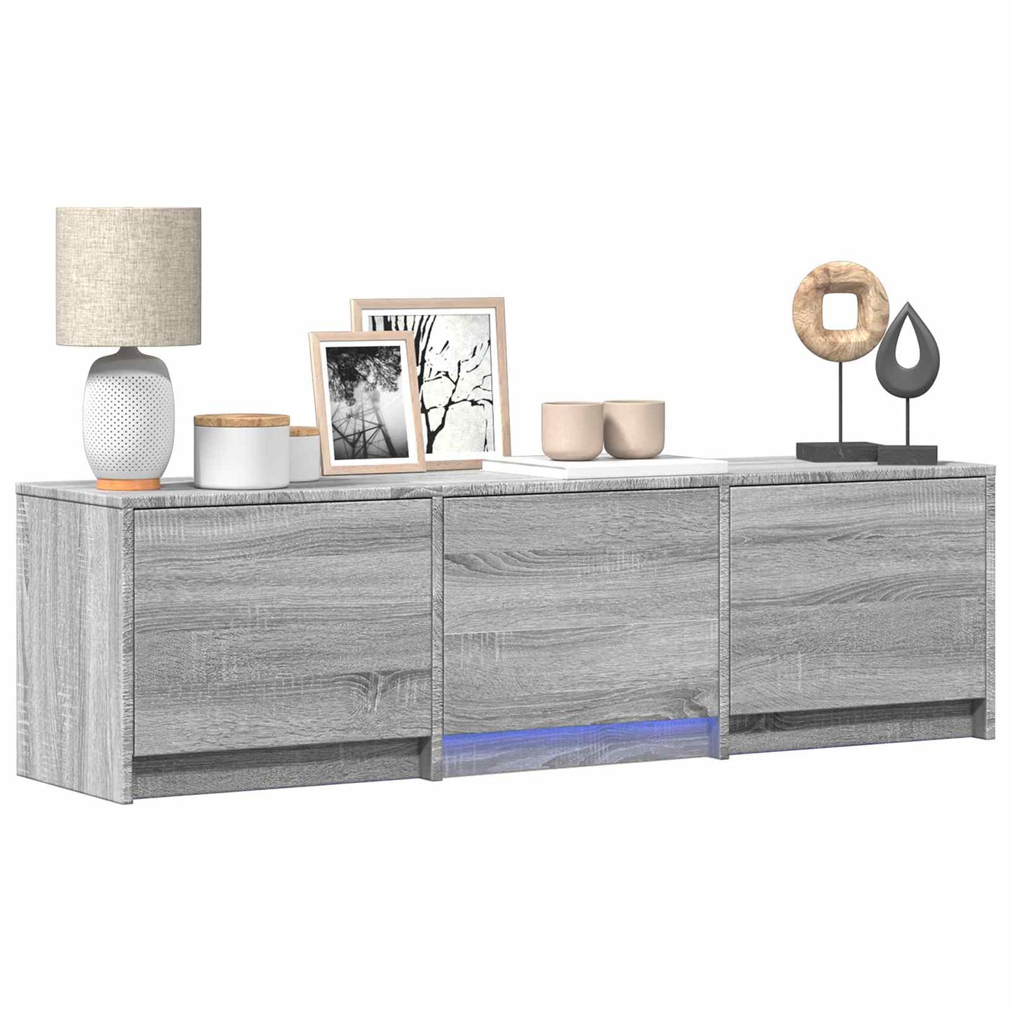 LED-es tévéállvány 140x34x40 cm Szürke Sonoma Mérnöki fa