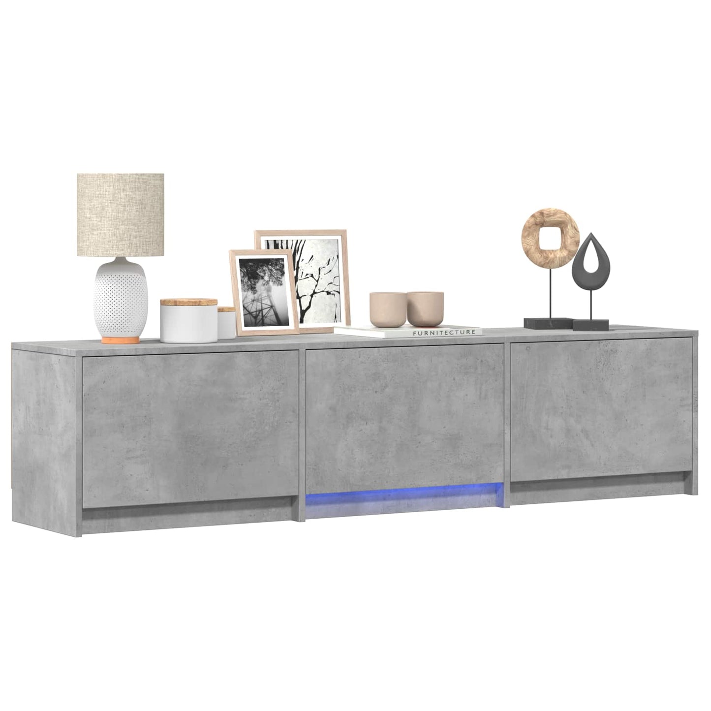 LED-es tévéállvány 165x34x40 cm Beton Szürke Mérnöki fa