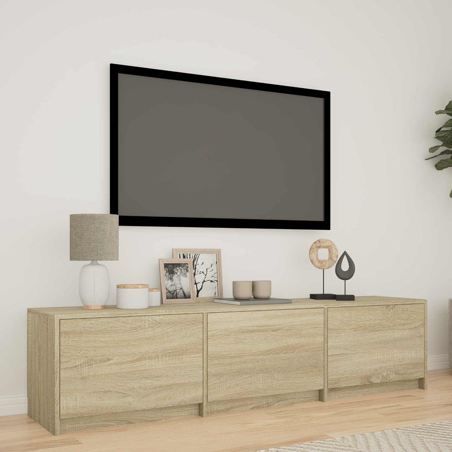 LED-es tévéállvány 165 x 34 x 40 cm Sonoma tölgy Mérnöki fa