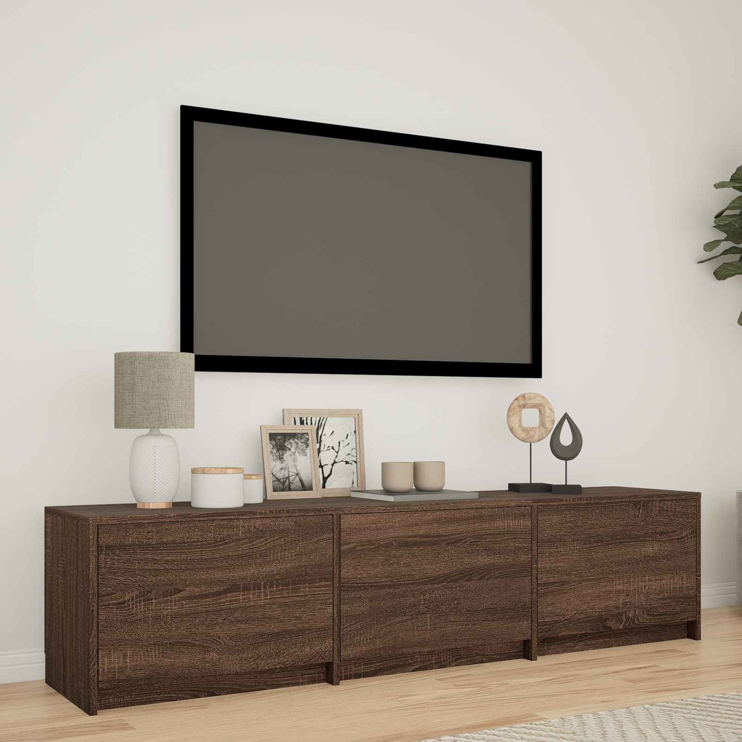 LED-es tévéállvány 165 x 34 x 40 cm Barna tölgy Mérnöki fa
