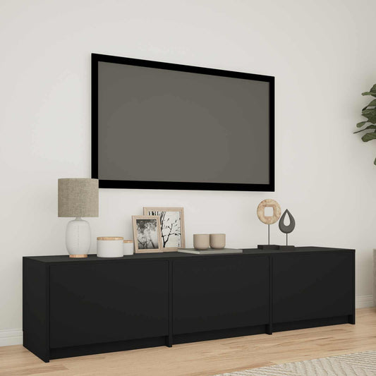 LED-es tévéállvány LED-del Fekete 165 x 34 x 40 cm Mérnöki fa