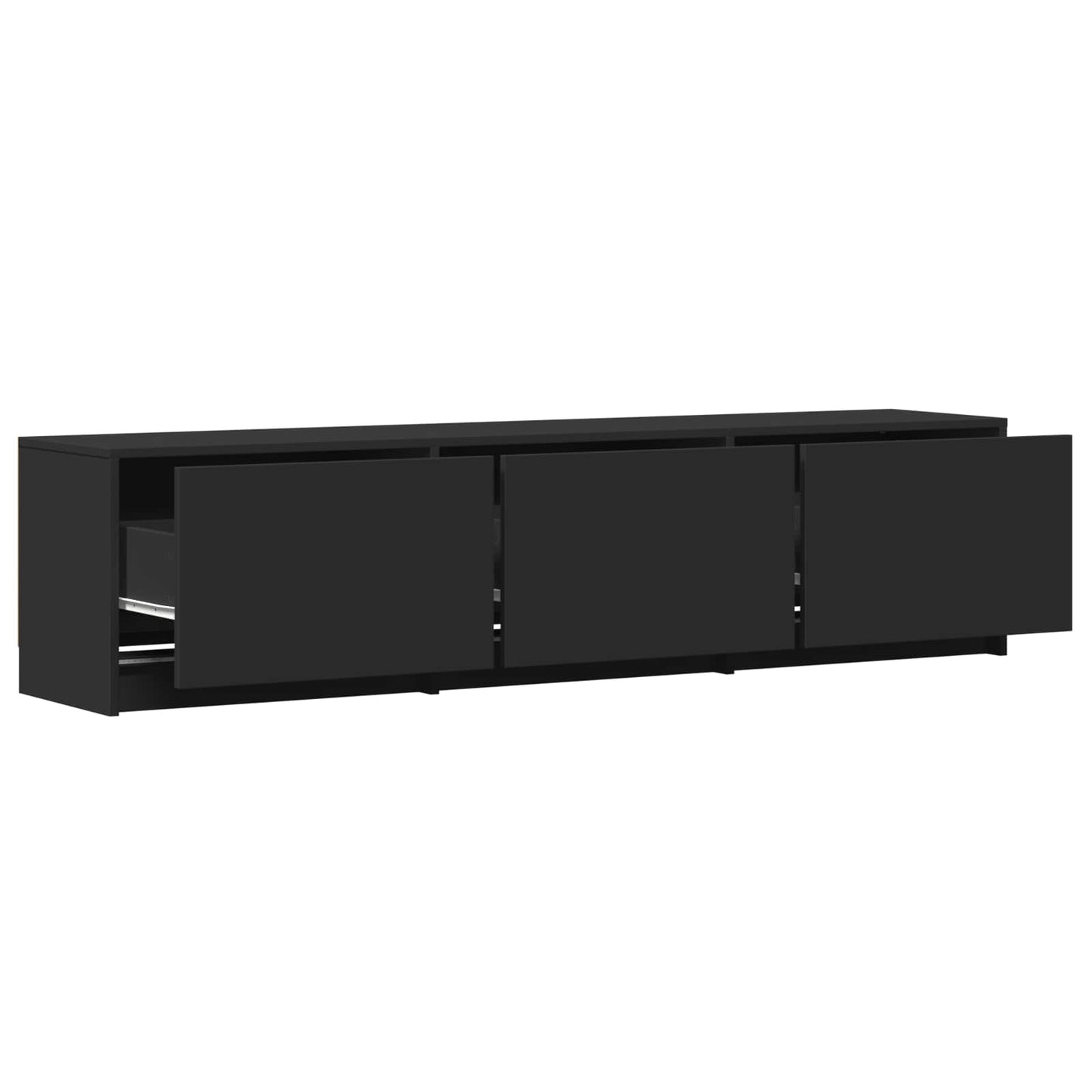 LED-es tévéállvány 165 x 34 x 40 cm Fekete Mérnöki fa