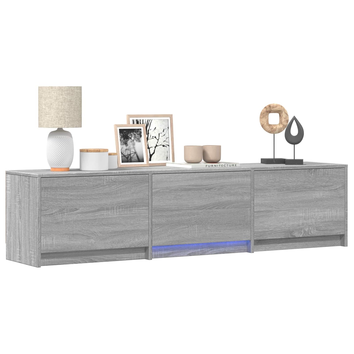 LED-es tévéállvány 165x34x40 cm Szürke Sonoma Mérnöki fa