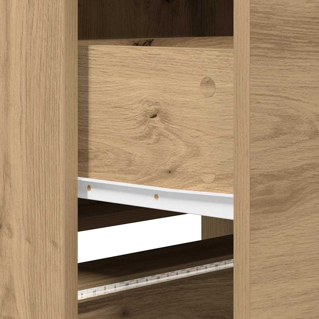 LED-es tévéállvány 165 x 34 x 40 cm Művészi tölgy Mérnöki fa