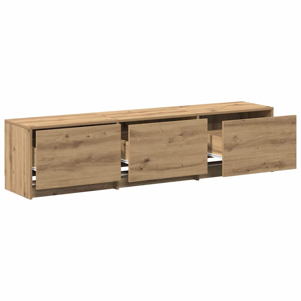 LED-es tévéállvány 165 x 34 x 40 cm Művészi tölgy Mérnöki fa