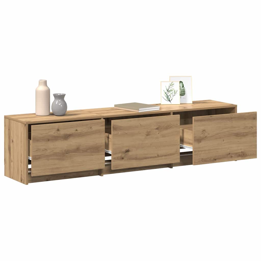 LED-es tévéállvány 165 x 34 x 40 cm Művészi tölgy Mérnöki fa