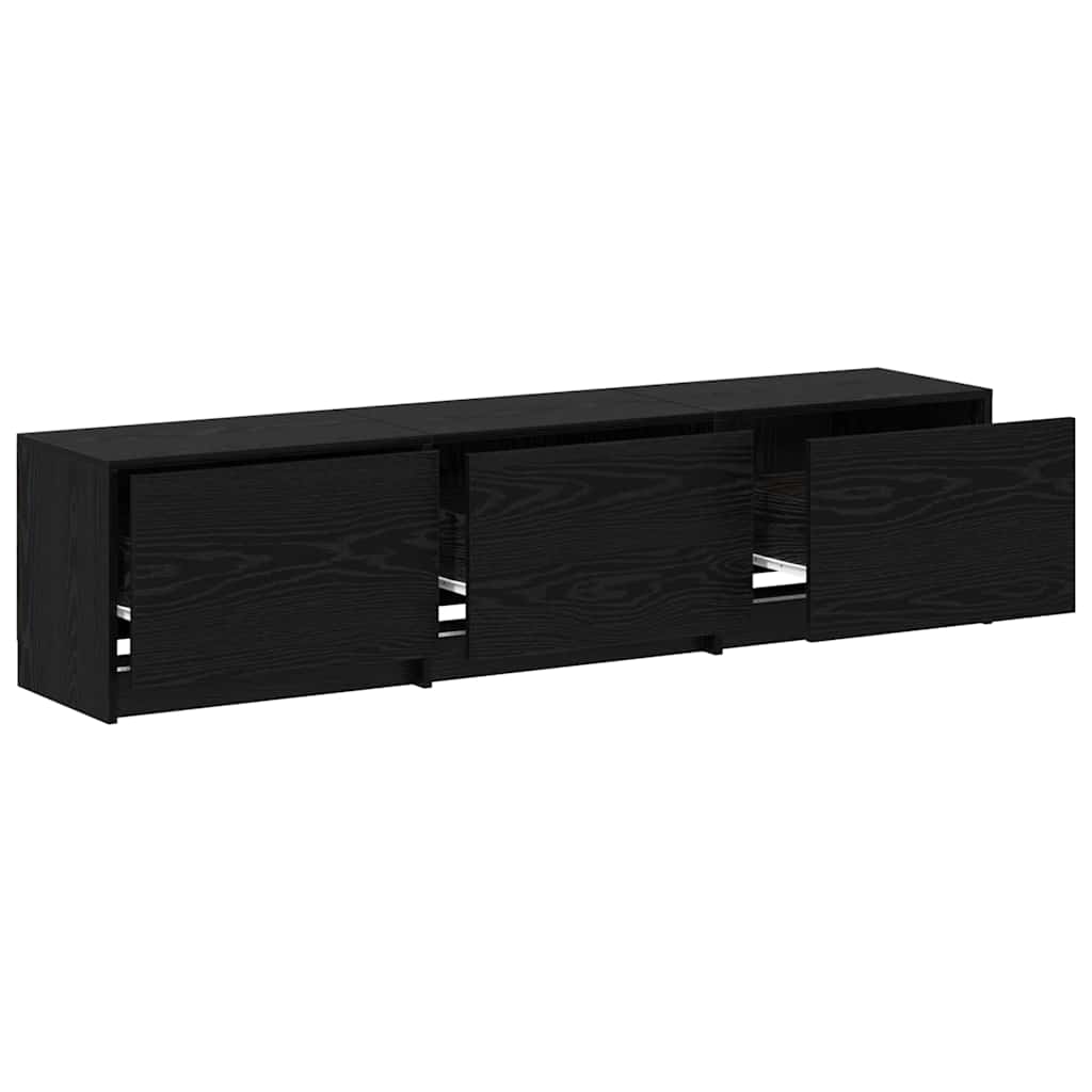 LED-es tévéállvány Fekete Tölgy 165 x 34 x 40 cm Mérnöki fa