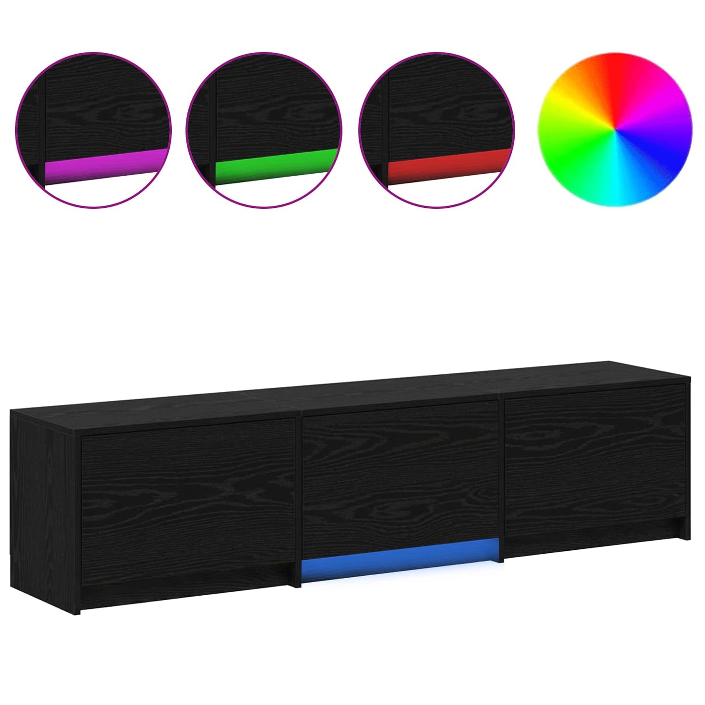LED-es tévéállvány Fekete Tölgy 165 x 34 x 40 cm Mérnöki fa