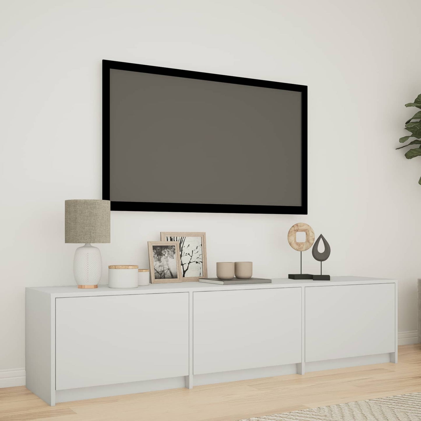 LED-es tévéállvány 165 x 34 x 40 cm Fehér Mérnöki fa