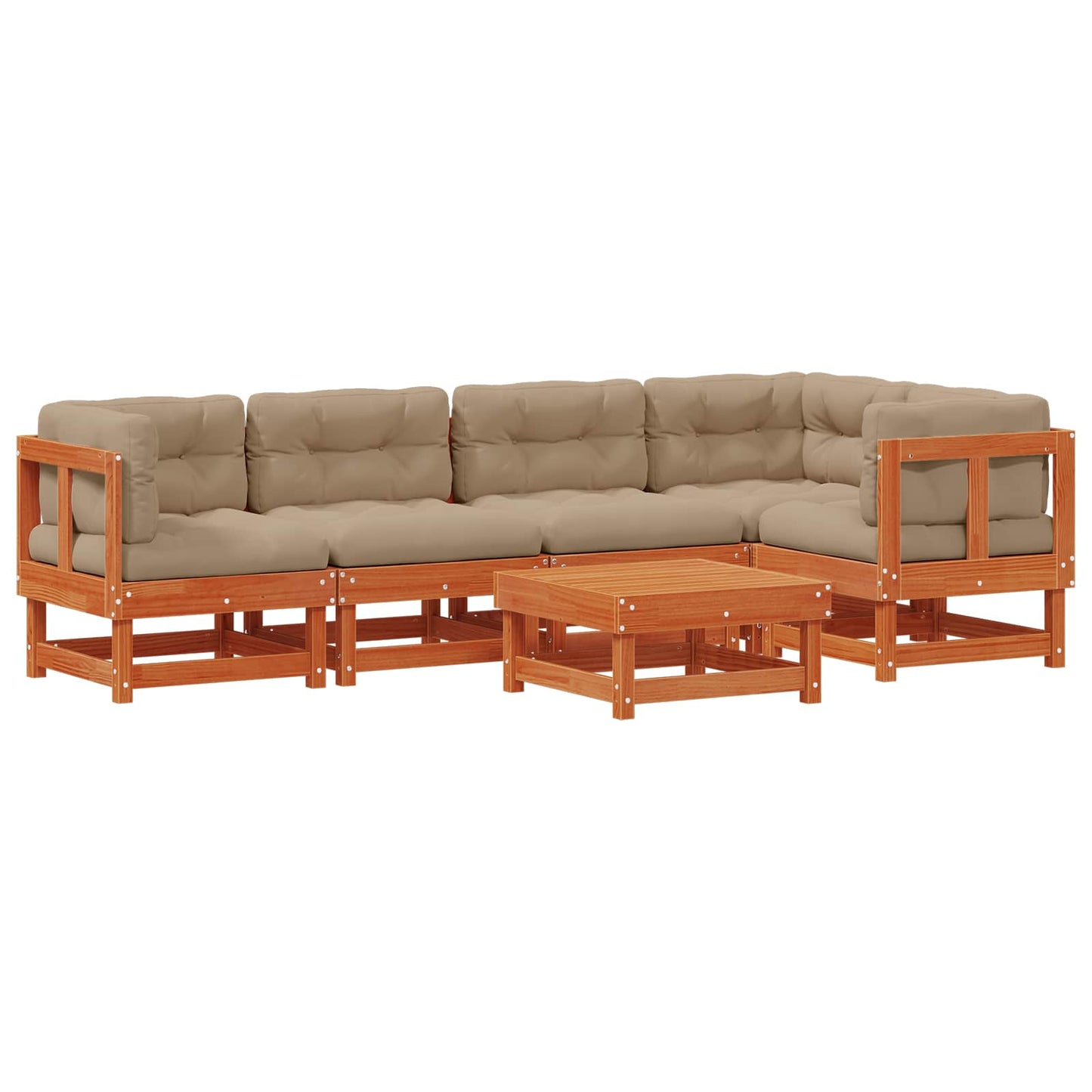 Kerti lounge szett 6 pcs Viaszbarna Tömör Fenyőfa