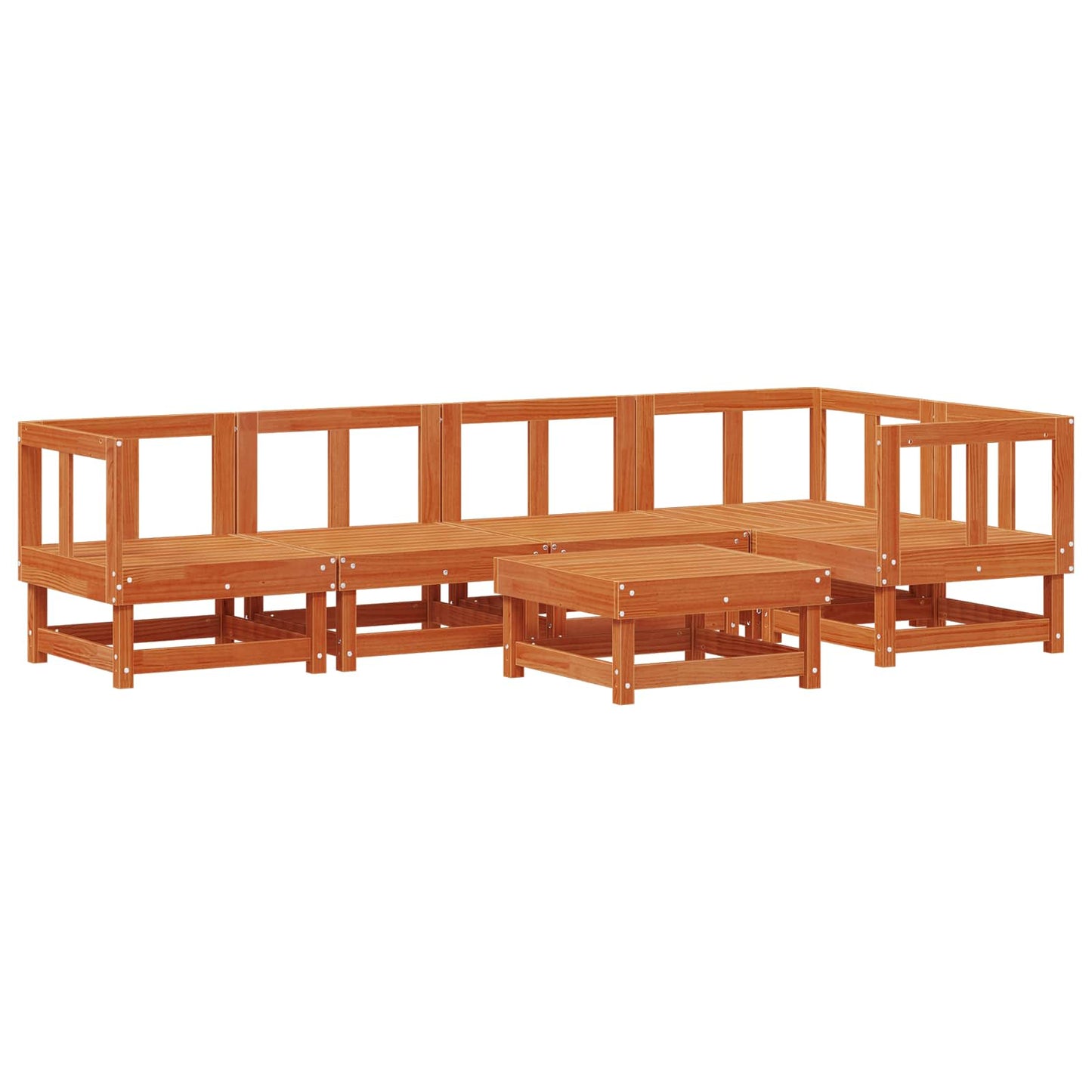 Kerti lounge szett 6 pcs Viaszbarna Tömör Fenyőfa