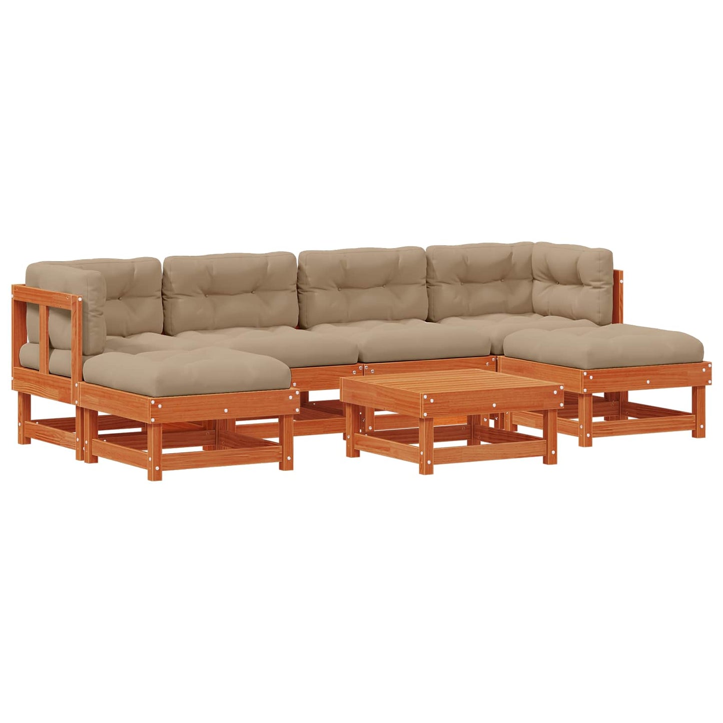 Kerti lounge szett 7 pcs Viaszbarna Tömör Fenyőfa